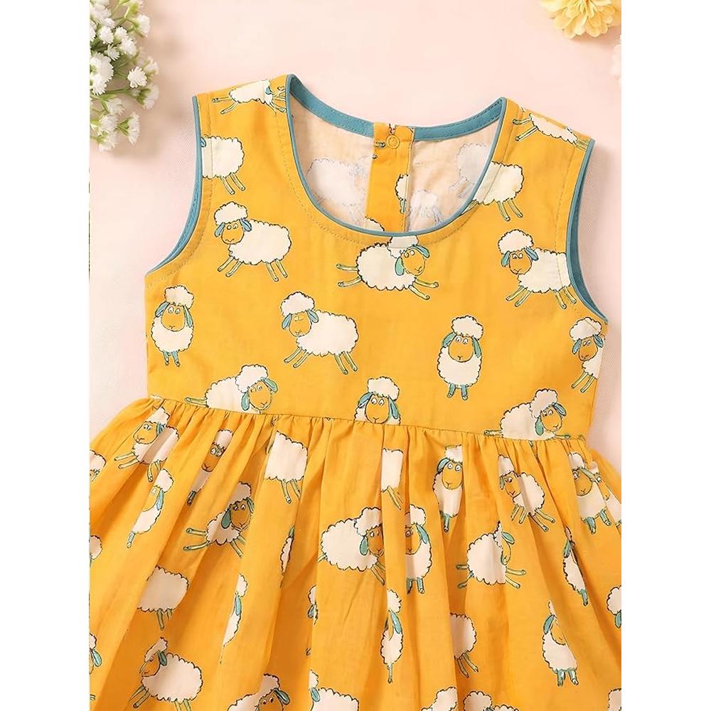Little Ginnie Cotton Frock for Girls - Yellow