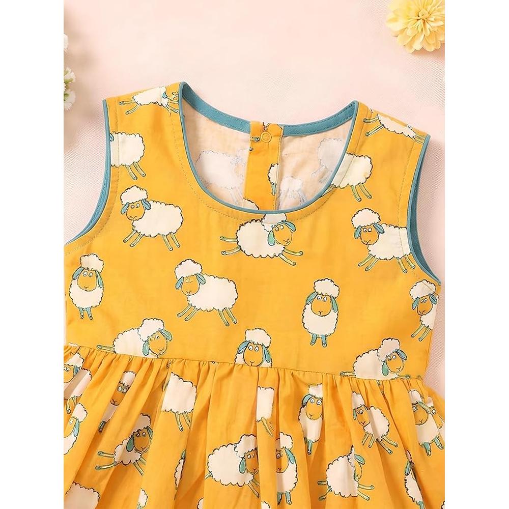 Little Ginnie Cotton Frock for Girls - Yellow