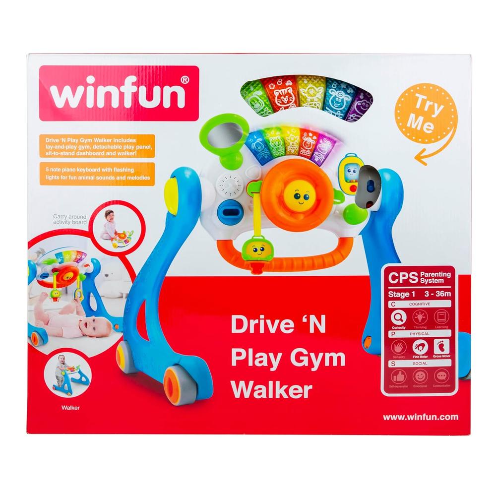 Winfun 5 in 1 Driver Play Gym Walker with Horn, Gear Stick, Ignition Key & Turning Wheel