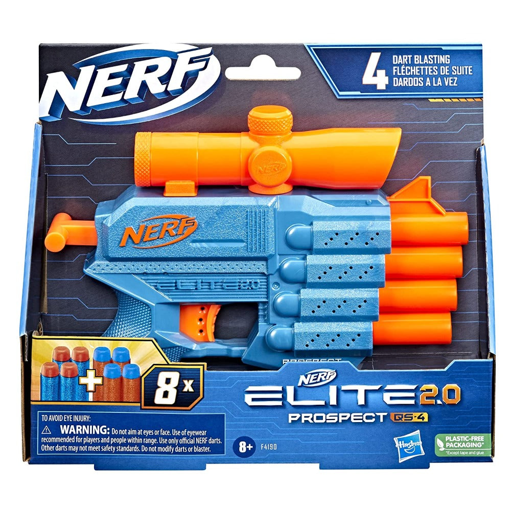 Original Nerf Elite 2.0 Prospect QS4 Dart Blaster with 8 Darts (8-12 Years)