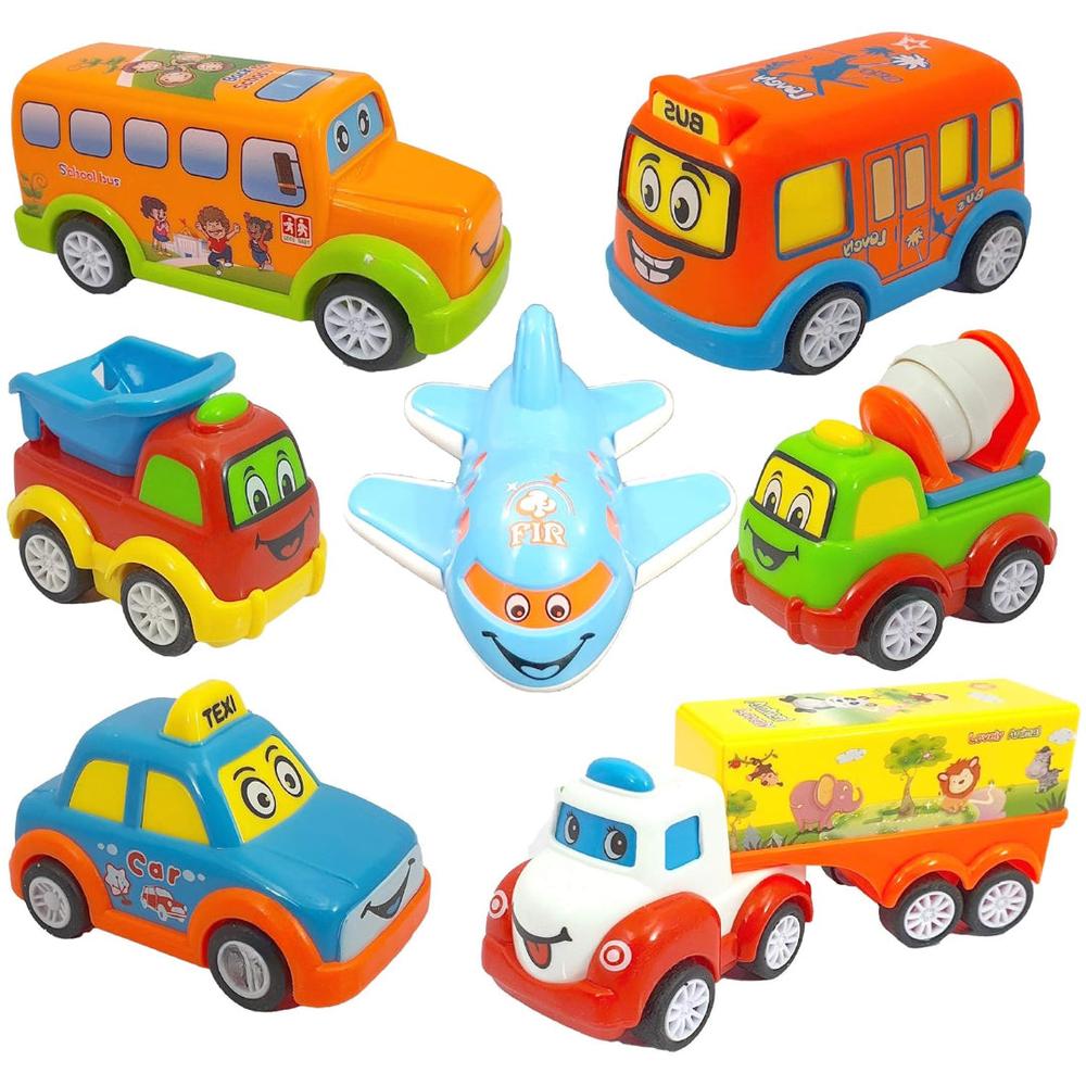 FunBlast Set of 7 Push and Go Crawling Vehicles Toy (1-4 Years)