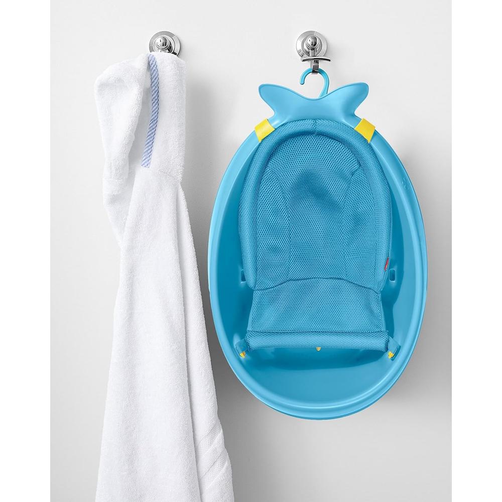 Skip Hop Moby Smart Sling 3-Stage Baby Bath Tub | Newborn to Toddler Bathtub with Mesh Sling & Non-Slip Interior | Blue