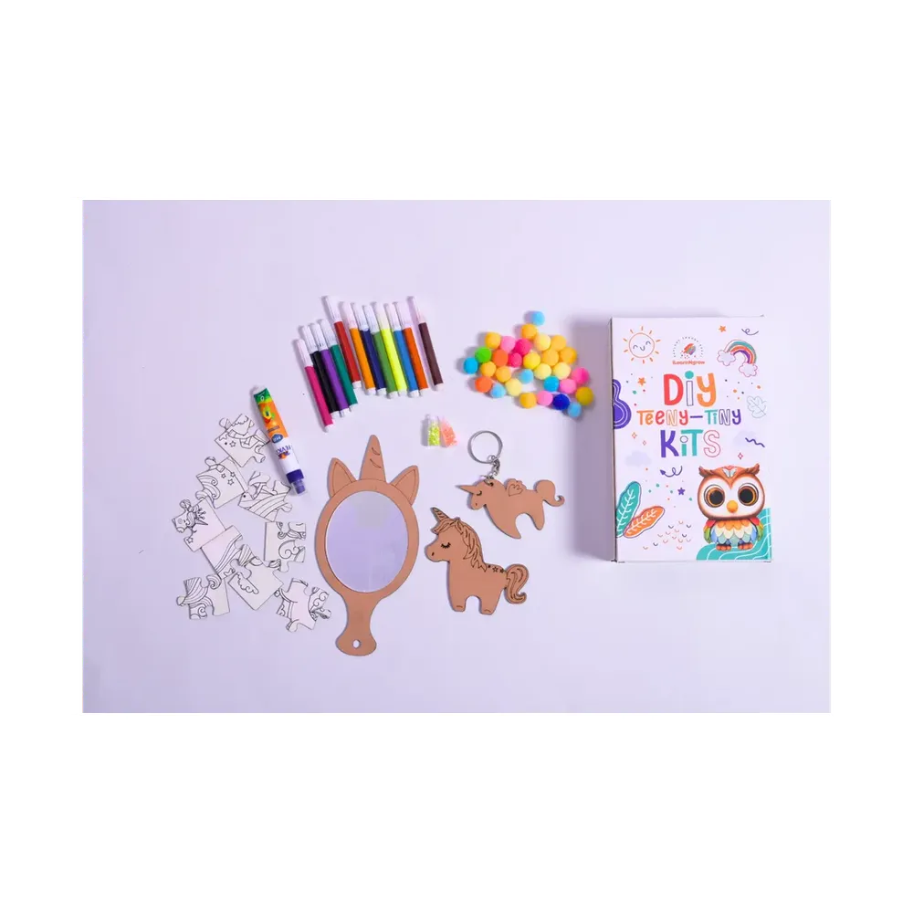 Ilearnngrow Teeny Tiny DIY Unicorn Painting Kit - Magical Art Craft Set for Kids