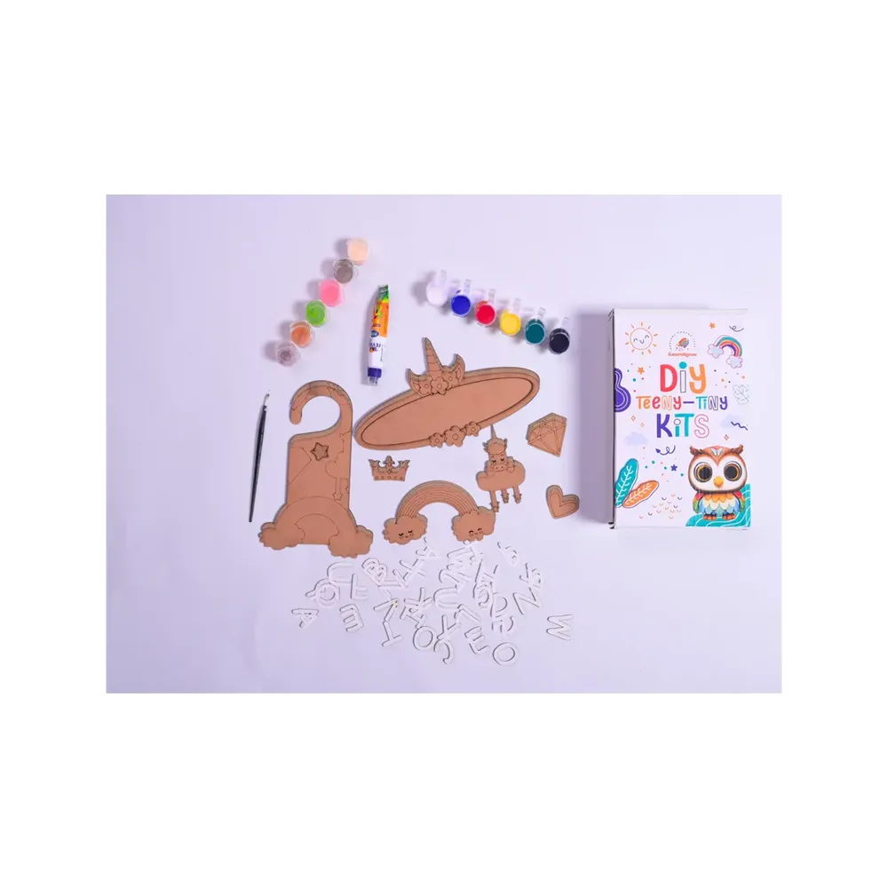 Ilearnngrow Teeny Tiny DIY Unicorn Name Plate Kit & Door Knob Craft Kit