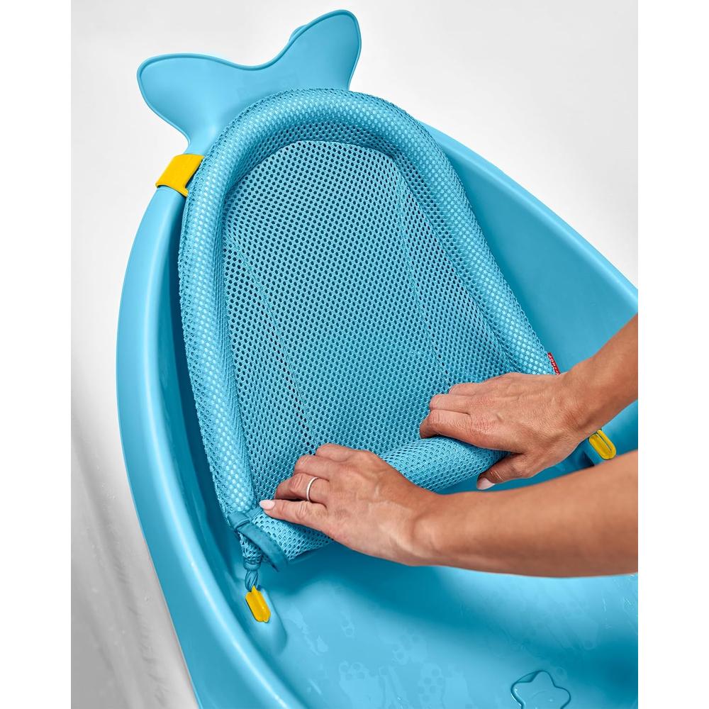 Skip Hop Moby Smart Sling 3-Stage Baby Bath Tub | Newborn to Toddler Bathtub with Mesh Sling & Non-Slip Interior | Blue