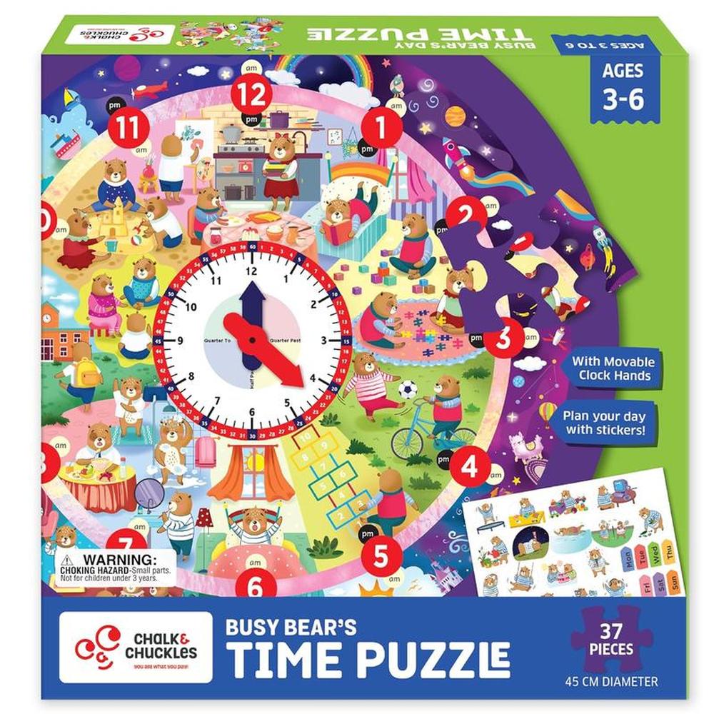 Chalk & Chuckles Tell the Time Puzzle - Daily Routine Activity (2-6 Years)