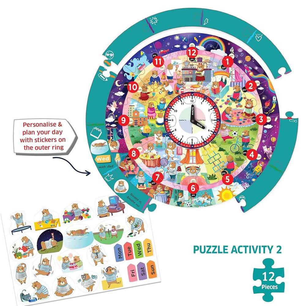 Chalk & Chuckles Tell the Time Puzzle - Daily Routine Activity (2-6 Years)