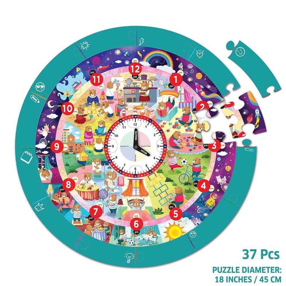 Chalk & Chuckles Tell the Time Puzzle - Daily Routine Activity (2-6 Years)