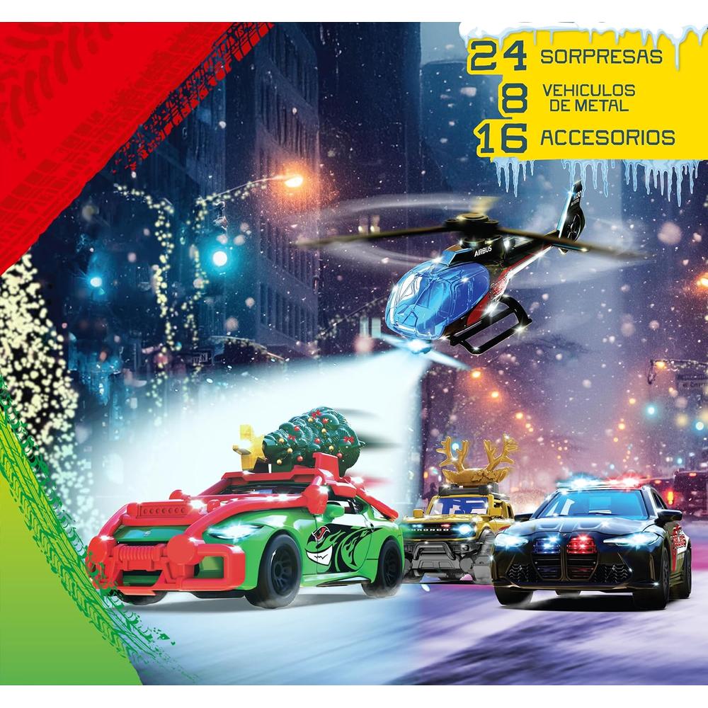 Majorette Car Advent Calendar 2025 - 24 Surprises, 8 Metal Vehicles & 16 Accessories