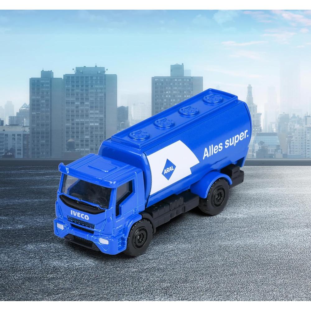 Original Licensed Majorette ARAL Petrol Station Playset with Fuel Tanker | 6 Parking Spaces, Car Wash & EV Charger
