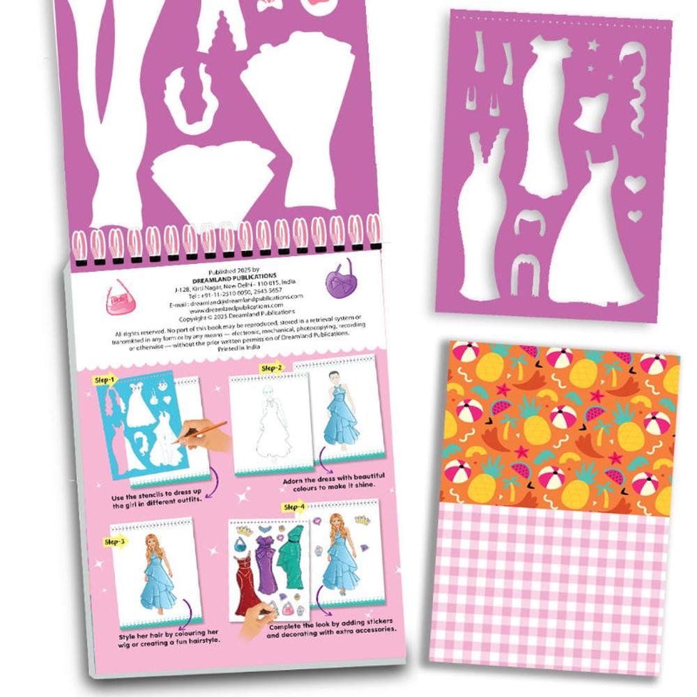 Dreamland Publications Creative Design Activity Book with Sticker, Stencil Sheets (4-8 Years) | Blue