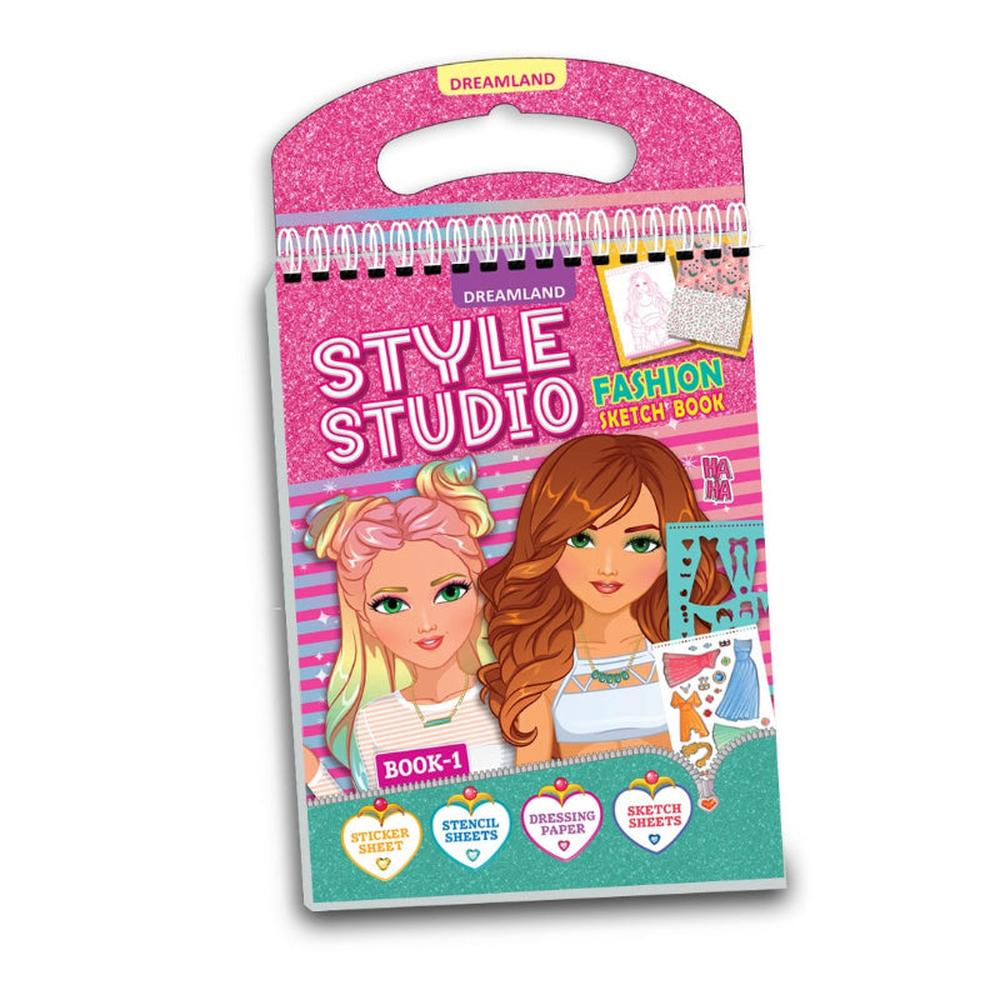 Dreamland Publications Creative Design Activity Book with Sticker, Stencil Sheets (4-8 Years) | Pink