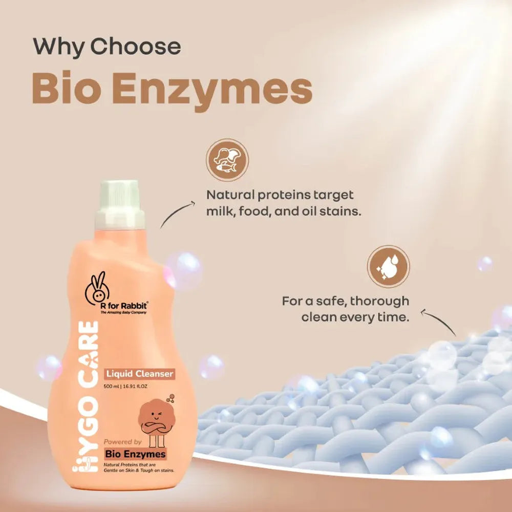 R for Rabbit Hygo Care Liquid Bottle Cleaner (500ml) - Safe for Feeding Bottles, Toys & Accessories