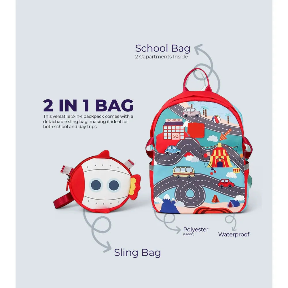 UATOYS 2 in 1 Kids Backpack with Detachable Sling Bag (3-12 Years)