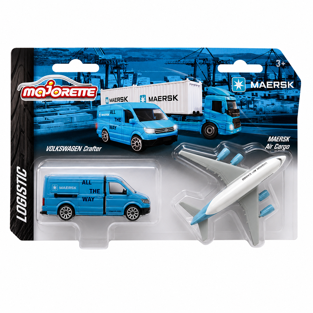 Majorette Maersk Volkswagen Crafter with Air Cargo Diecast Transport Vehicle