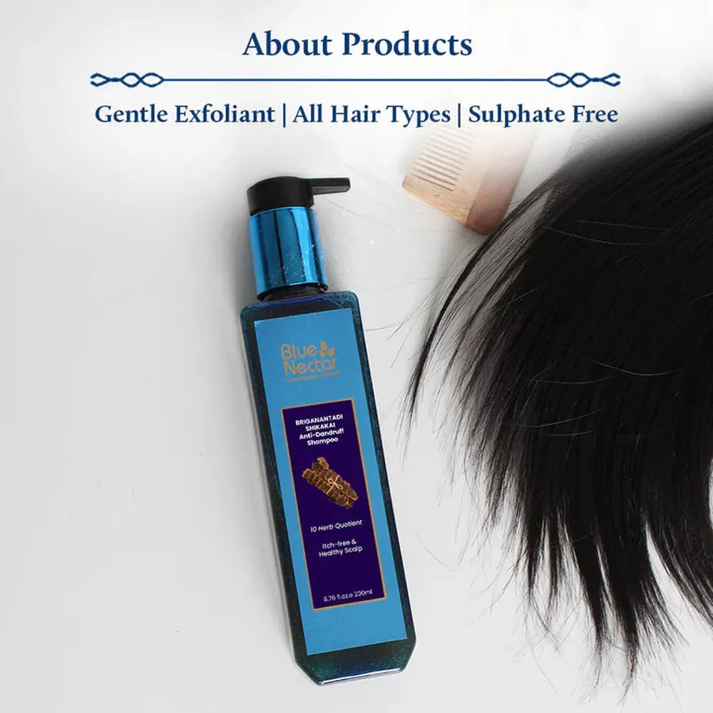 Blue Nectar Briganantadi Shikakai Anti-Dandruff Unisex Shampoo (26 Herbs) - 200ml