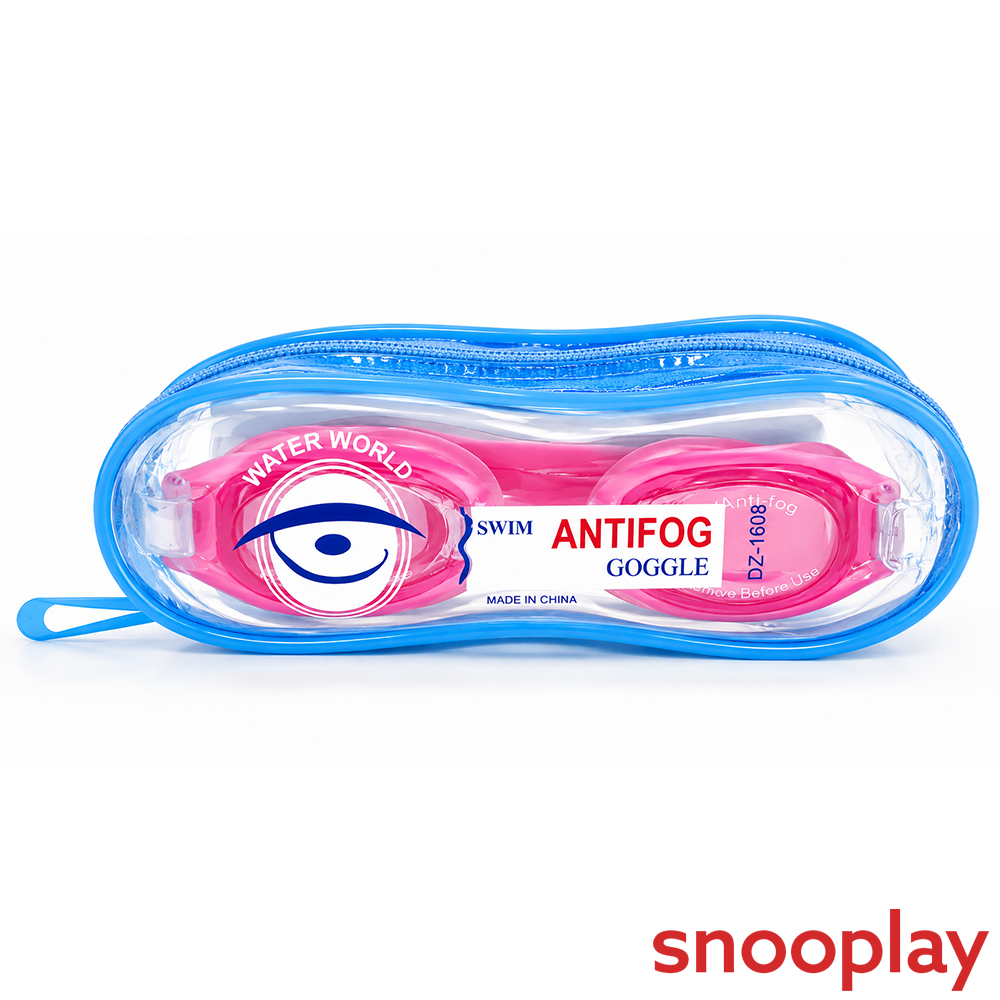 KriTech UV Protection Anti-fog Slip Resistant Swimming Goggles with Ear Plugs | Size: M |  5-15 Years | Pink