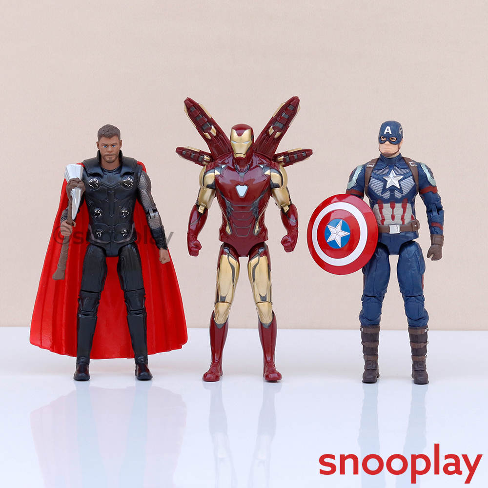 Tak Tak Toys Original Marvel Avengers Endgame Action Figure Set - Iron Man, Captain America & Thor