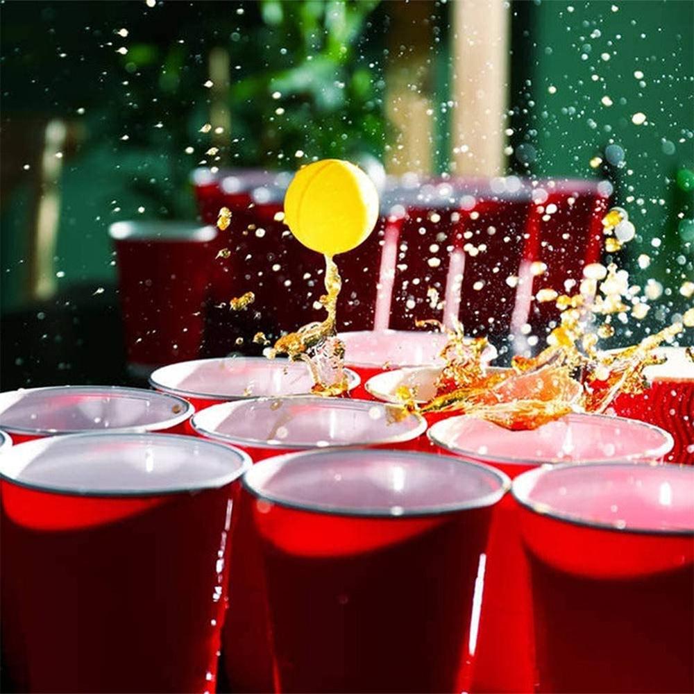 Hop N Play Party Kit - 24 Large Red & Blue Cups with 24 Ping Pong Balls (Grown Ups)