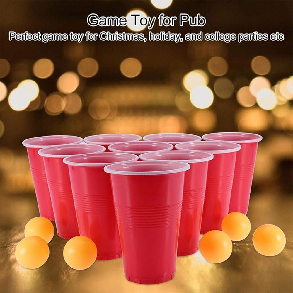 Hop N Play Party Kit - 24 Large Red & Blue Cups with 24 Ping Pong Balls (Grown Ups)