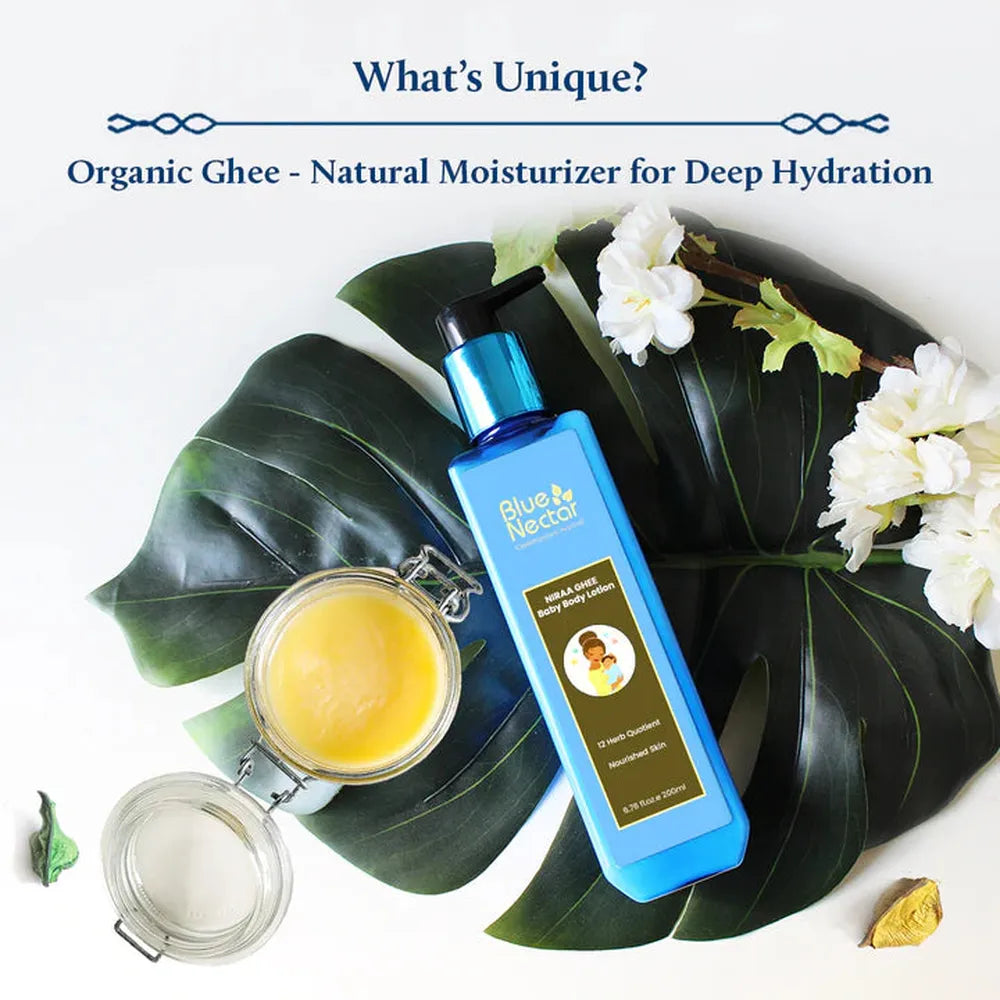 Blue Nectar Niraa Baby Body Lotion with Natural Ghee for Nourished Skin (12 Herbs) - 100ml