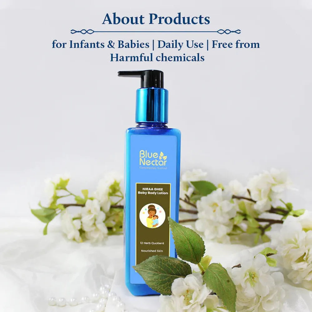 Blue Nectar Niraa Baby Body Lotion with Natural Ghee for Nourished Skin (12 Herbs) - 100ml