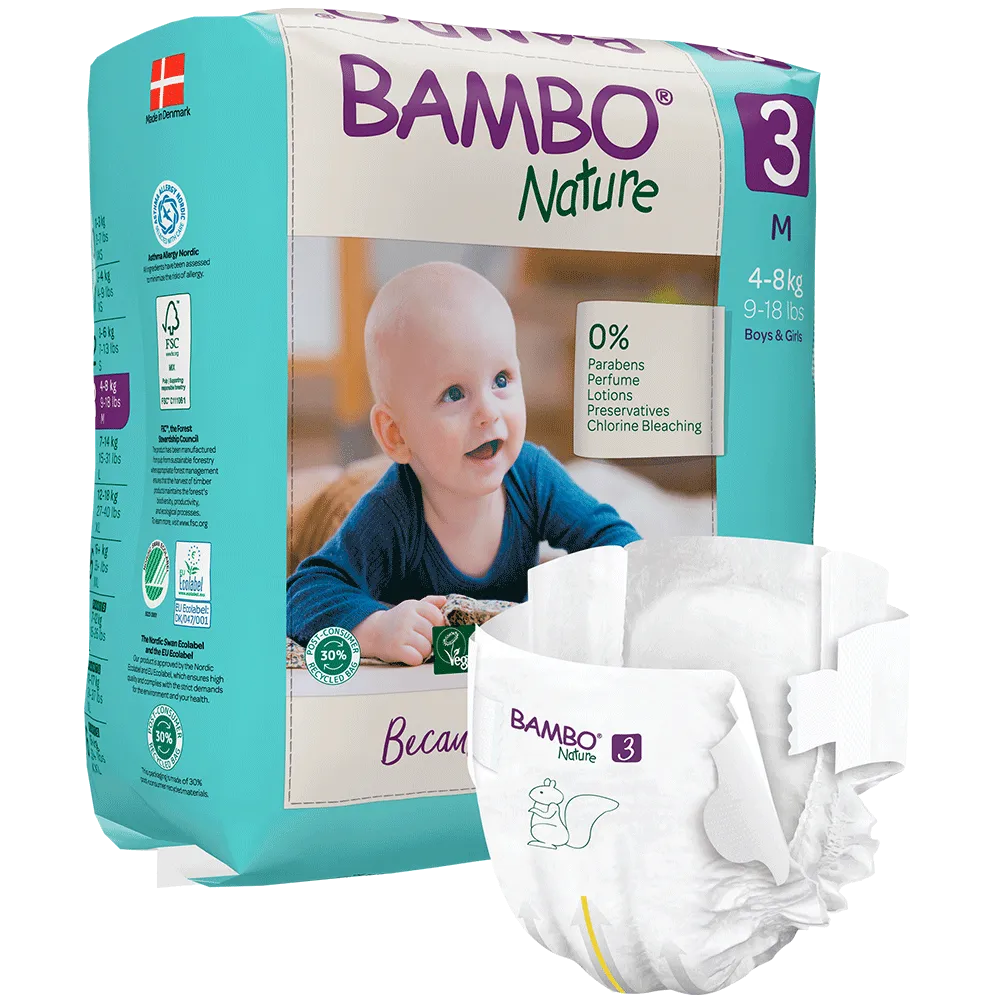 Bambo Nature (3-M) Diapers | 28 Diapers | 4-8 Kg | 9-18 lbs
