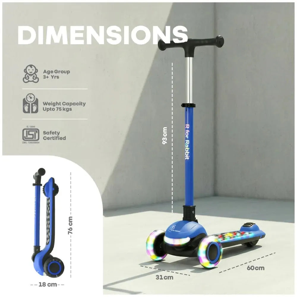 R for Rabbit Road Runner Jazz Scooter with ABEC7 Bearings, LED PU Wheels & Foldable Frame