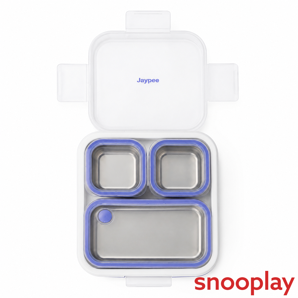 Jaypee Boxi 3 Section Insulated Lunch Box | Total Capacity - 750ml | Violet