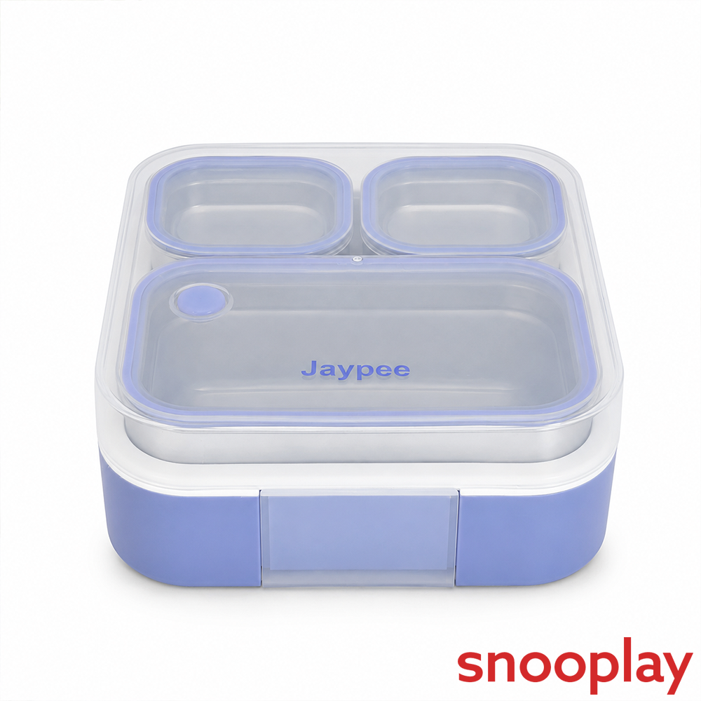Jaypee Boxi 3 Section Insulated Lunch Box | Total Capacity - 750ml | Violet