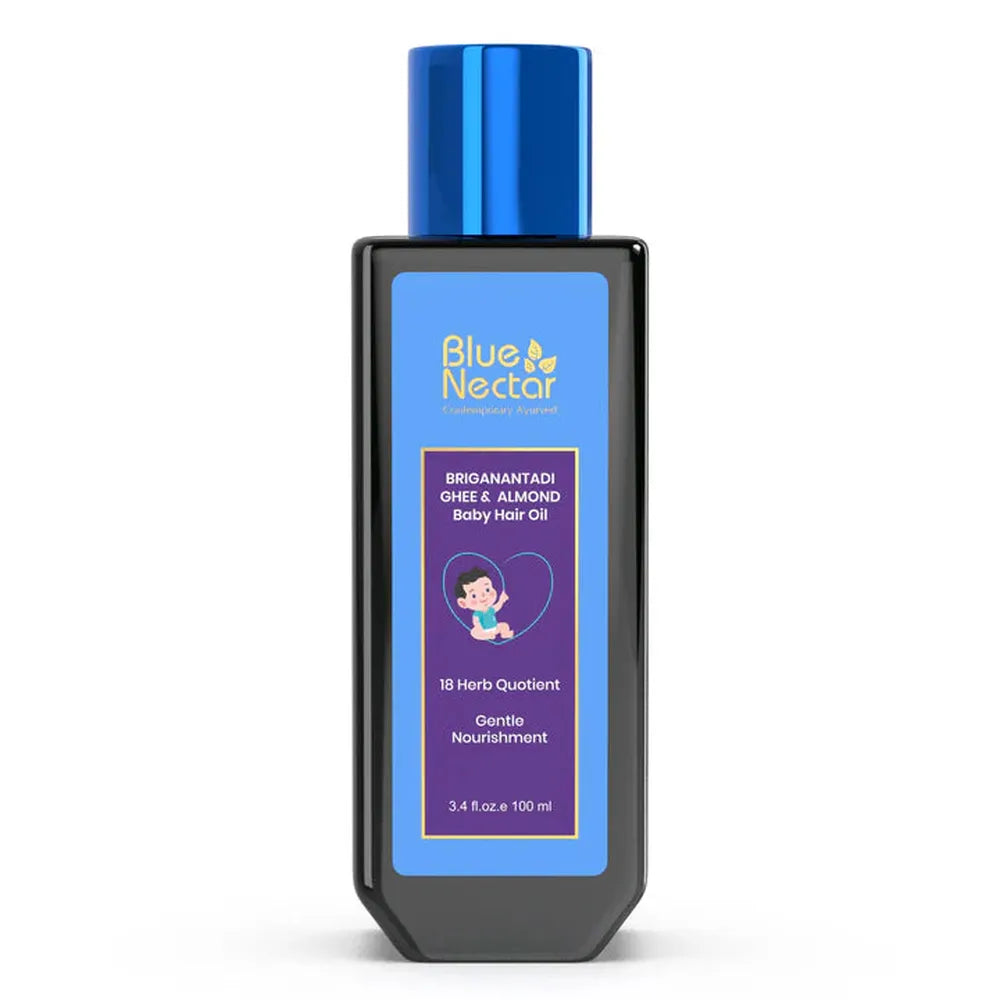 Blue Nectar Baby Hair Oil with Ghee for Nourishment and Baby Hair Growth (18 Herbs) - 100ml