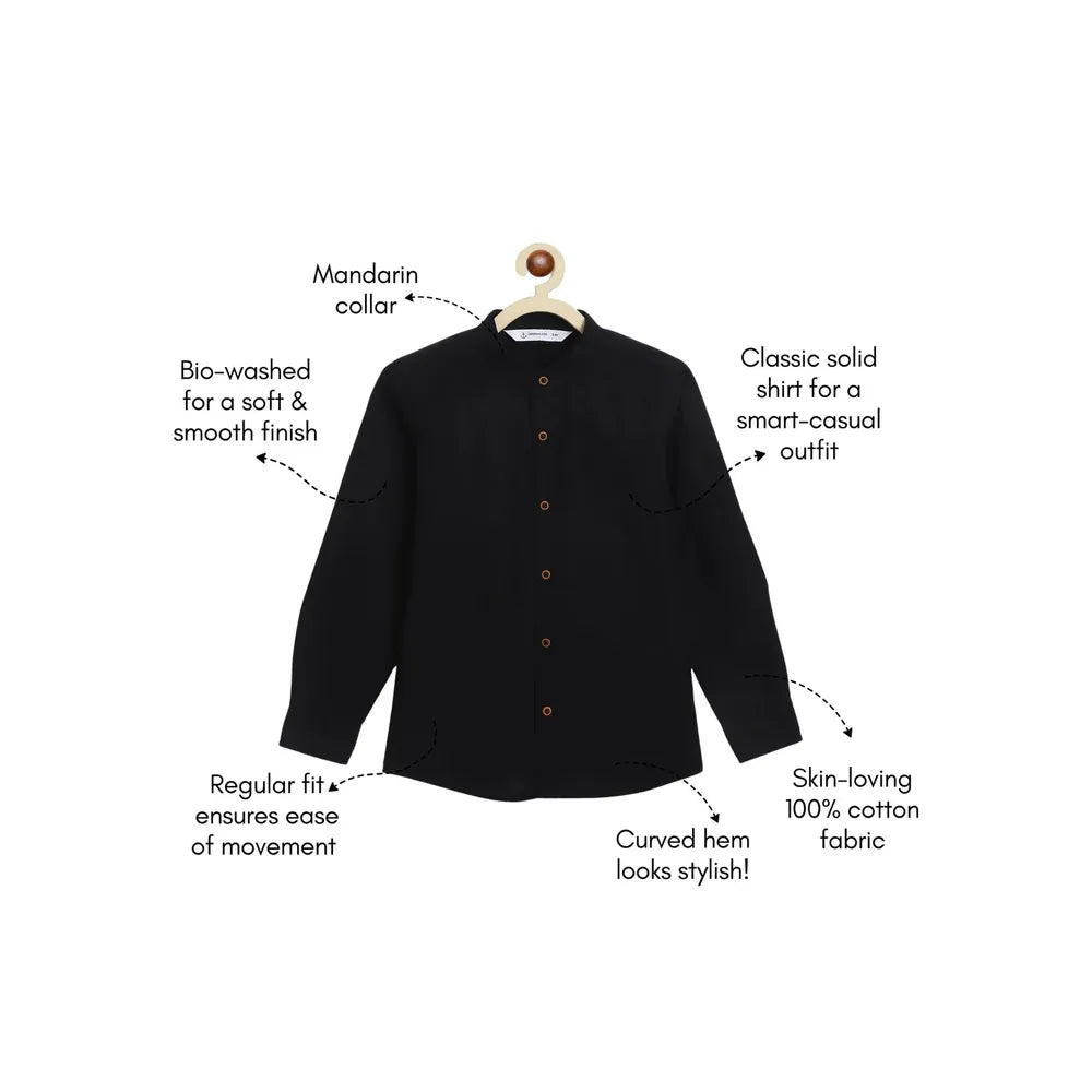 Campana Solid Mandarin Collar Shirt