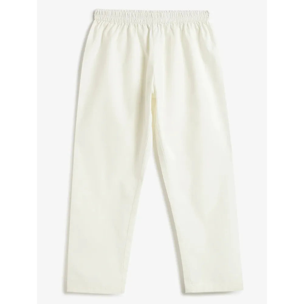 Campana Mrinal Button Down Kurta Pyjama Set for Boys - Chevron Print | Yellow & White