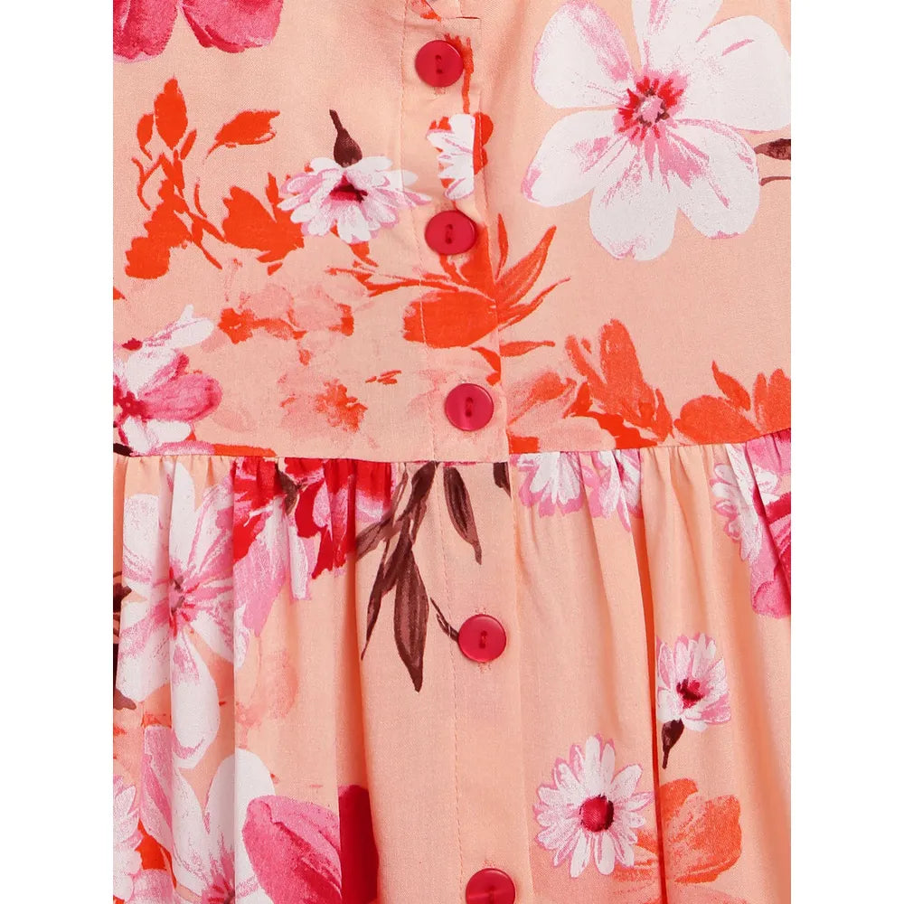 Campana Cheryl Halter Neck Dress - Hawaiian Print | Pink