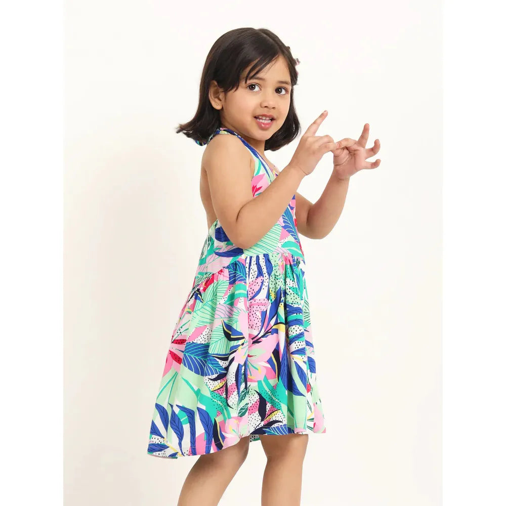 Campana Cheryl Halter Neck Dress - In the Jungle Print | Multicolour & Pink
