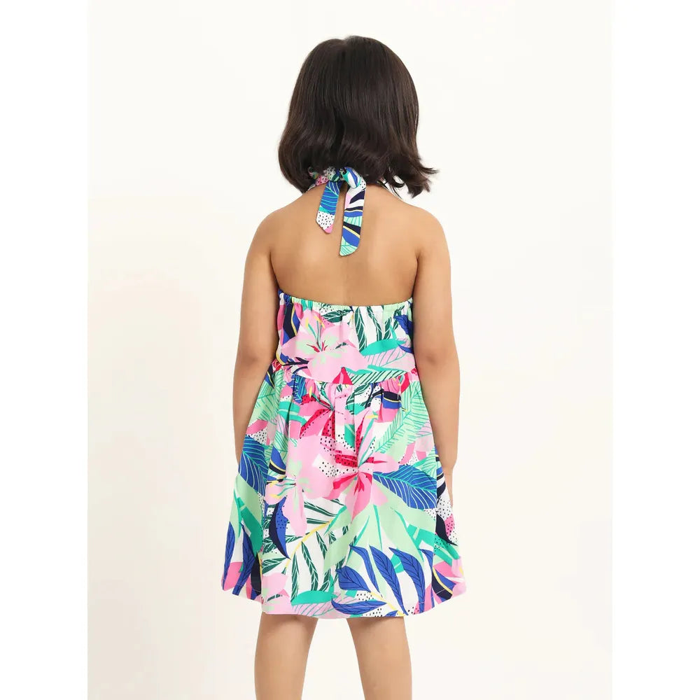Campana Cheryl Halter Neck Dress - In the Jungle Print | Multicolour & Pink