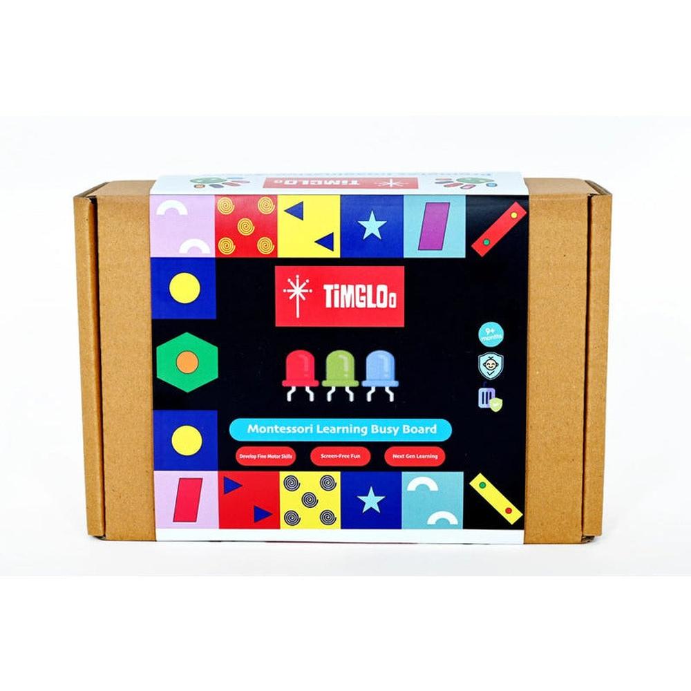 Timgloo Plug & Play Montessori Busy Board - Wooden Sensory Toy with Lights & Switches (1-6 Years)