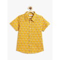 Campana Yuki Paisley Print Short Sleeves Cotton Shirt | Mustard Yellow