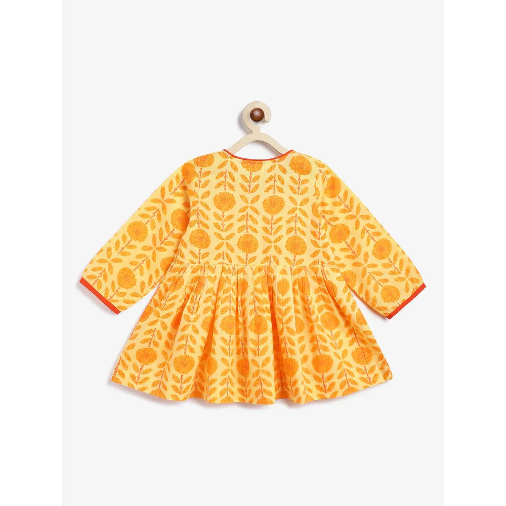Campana Asmi Dhoti Kurta Set - Marigold Print | Yellow