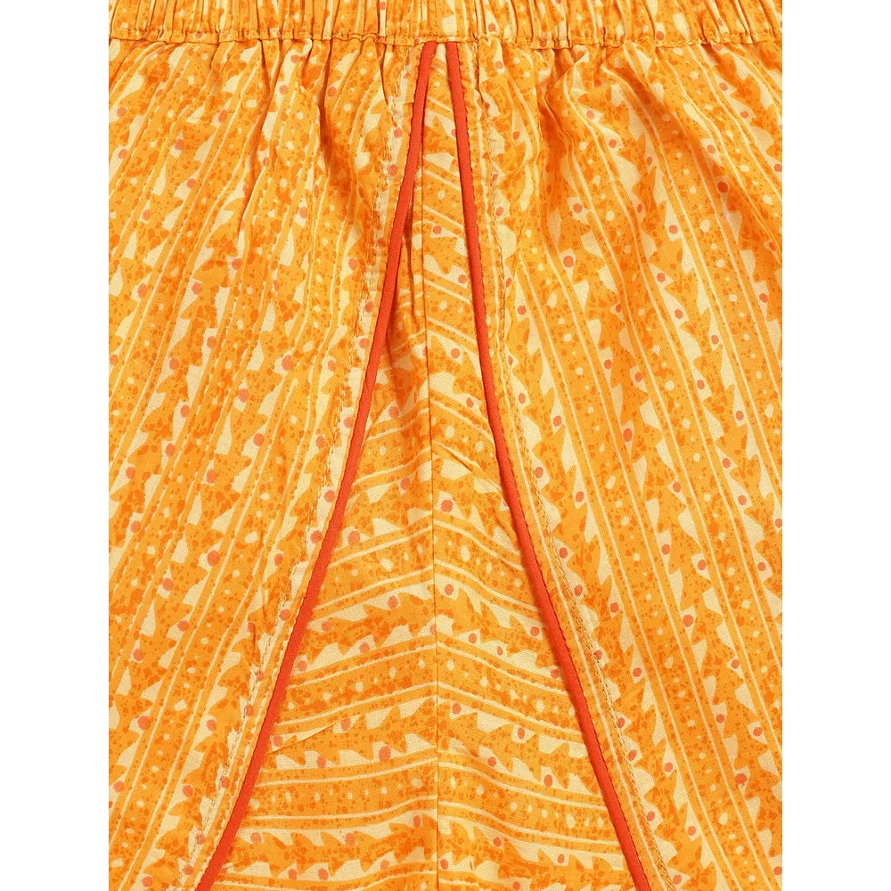 Campana Asmi Dhoti Kurta Set - Marigold Print | Yellow