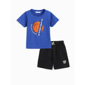 Campana Daniel Half Sleeves T-Shirt with Shorts Set - Basketball Print | Purplish Blue & Black