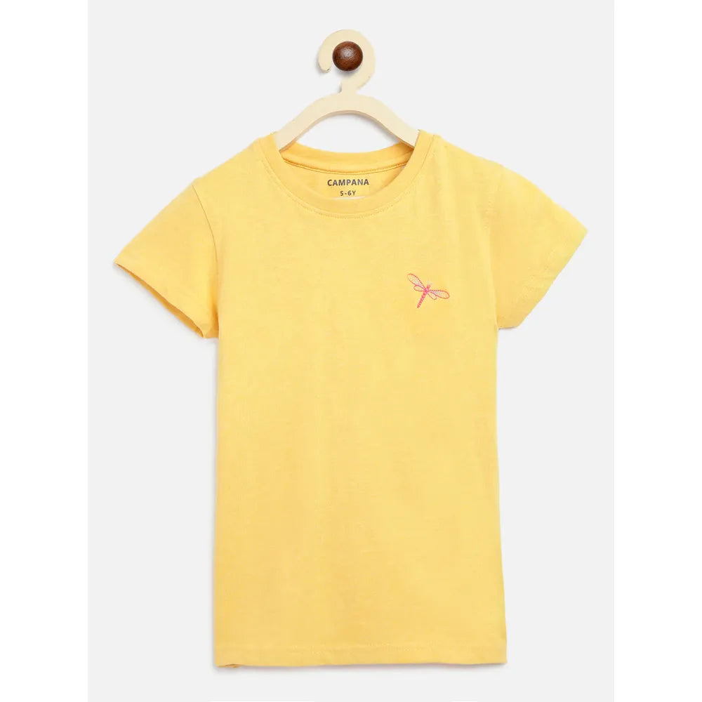 Campana Pack of 2 Round Neck Cotton T-Shirts | Purple & Yellow