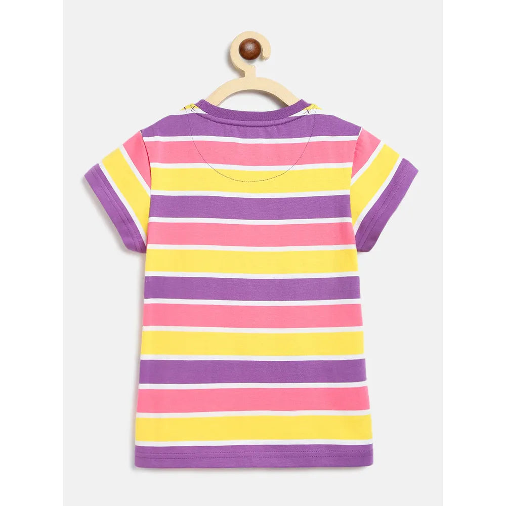Campana Pack of 2 Round Neck Cotton T-Shirts | Purple & Yellow