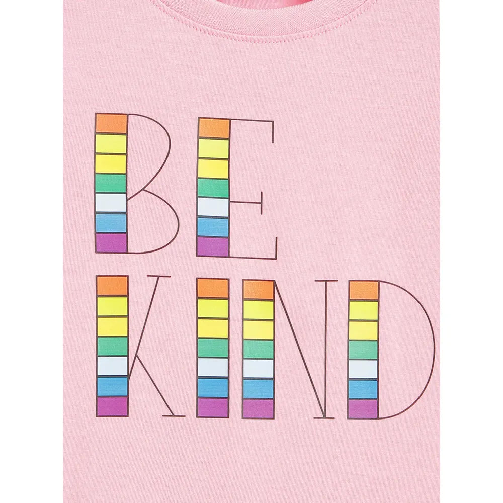 Campana Girls Pure Cotton Be Kind Printed Half Sleeves T-Shirt | Pink