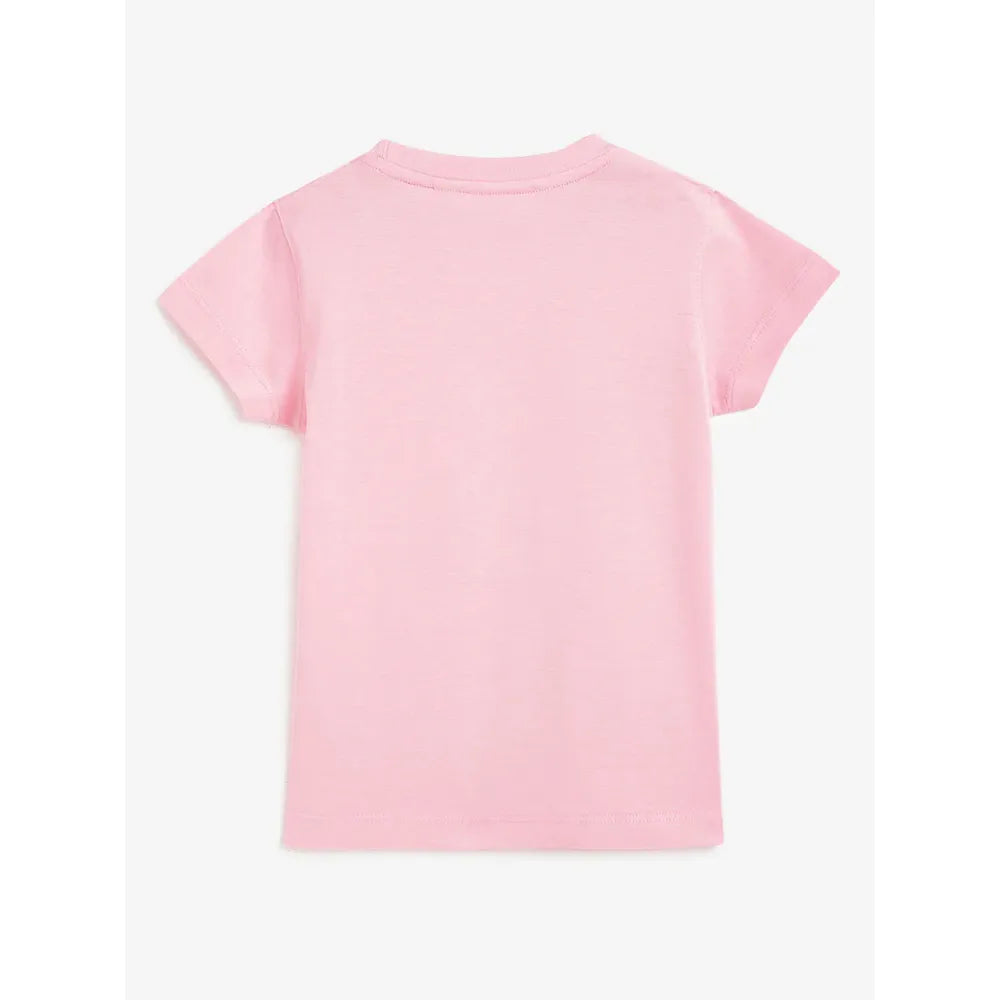 Campana Girls Pure Cotton Be Kind Printed Half Sleeves T-Shirt | Pink