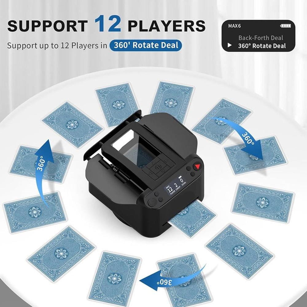 Hop N Play 2 in 1 Automatic Card Shuffler and Dealer Machine - 360° Rotation & Wireless Remote (Grown Ups)
