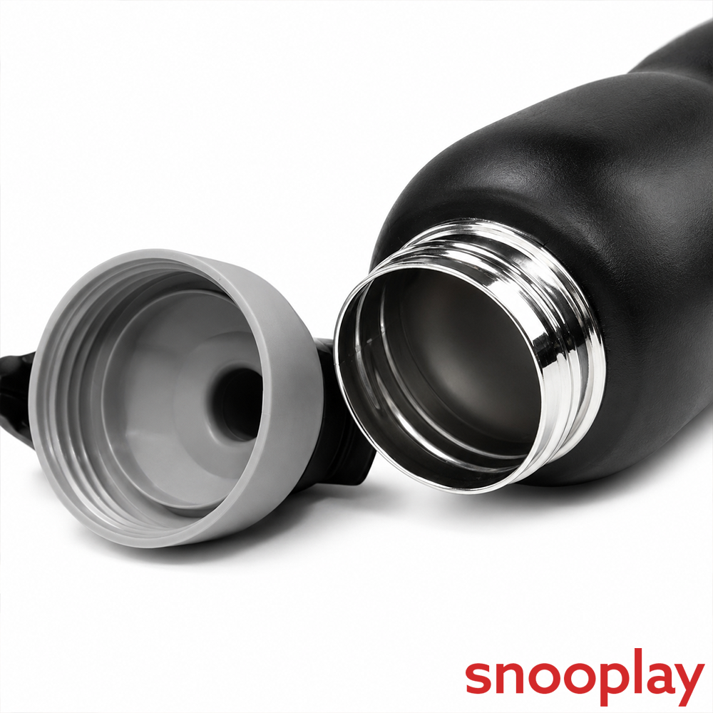Cello Insulated Water Bottle with Stainless Steel  Inner - 800ml | Purosteel - X Grippo 900 | Black