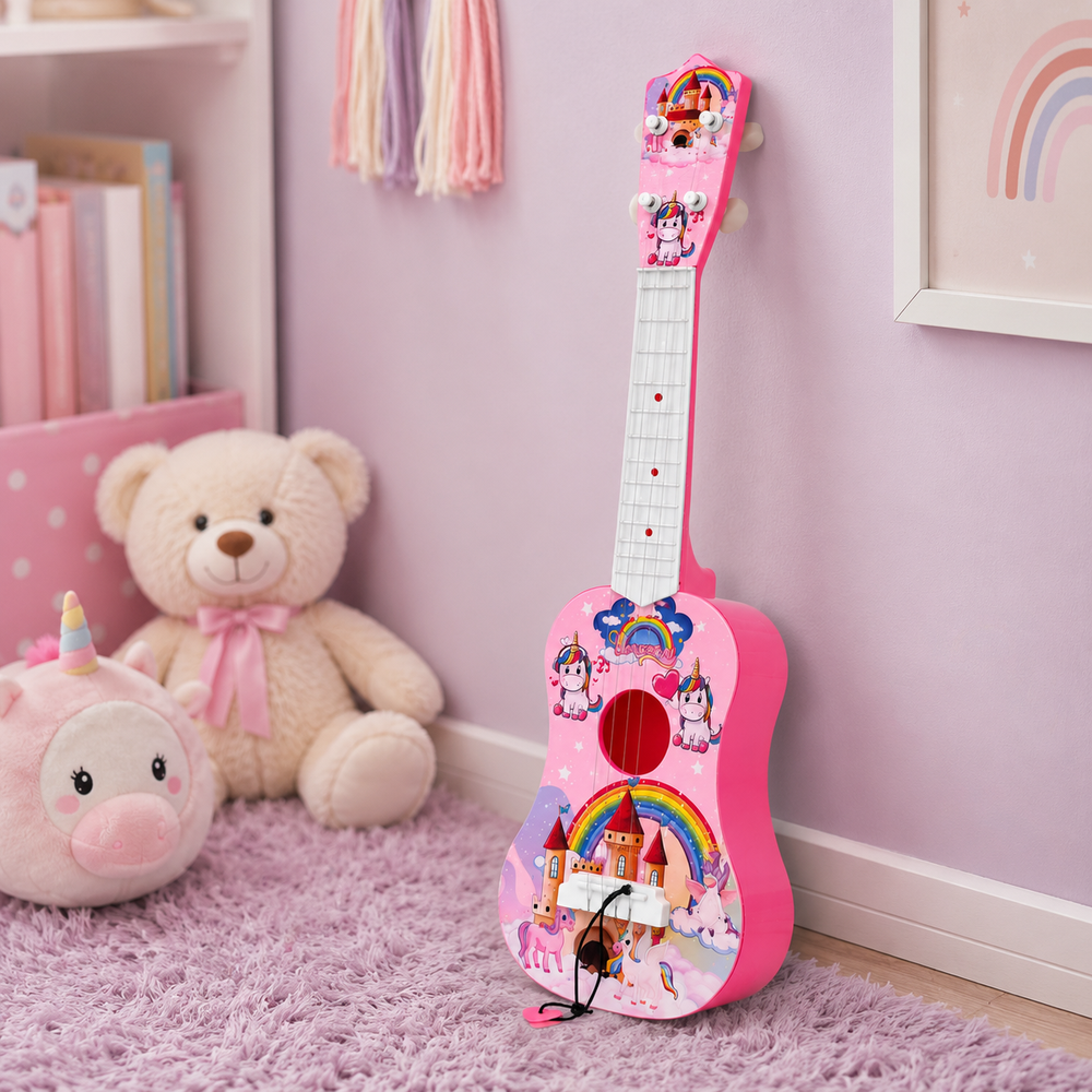 Simarr Unicorn Theme Little Rockstar Guitar for Kids (5-12 Years)