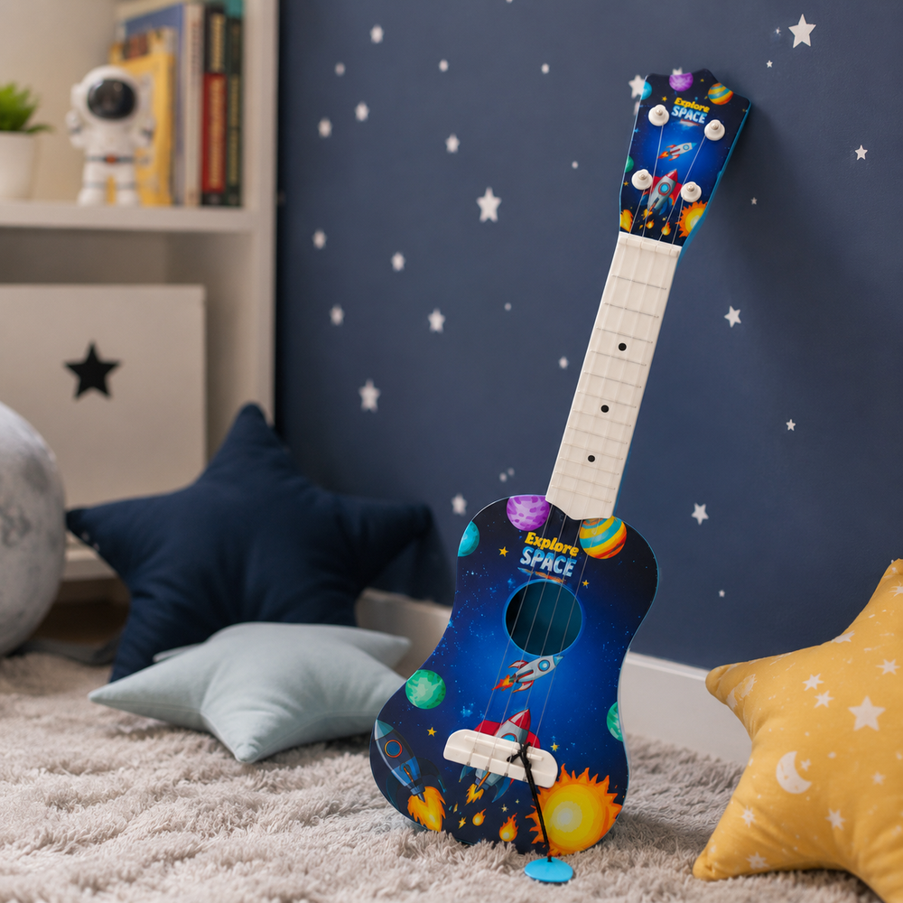 Simarr Space Theme Little Rockstar Guitar for Kids (5-12 Years)