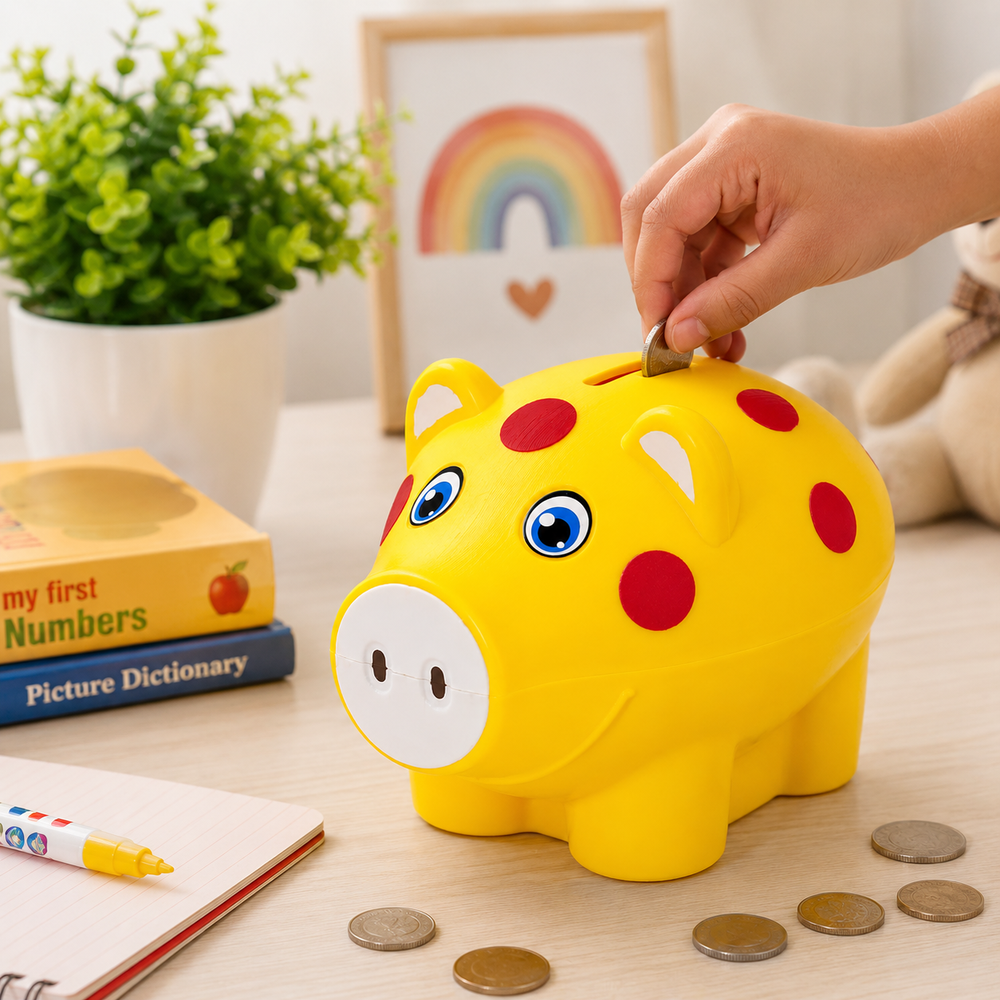 Pack of 2 Money Saver Piggy Bank (3-8 Years) - Yellow